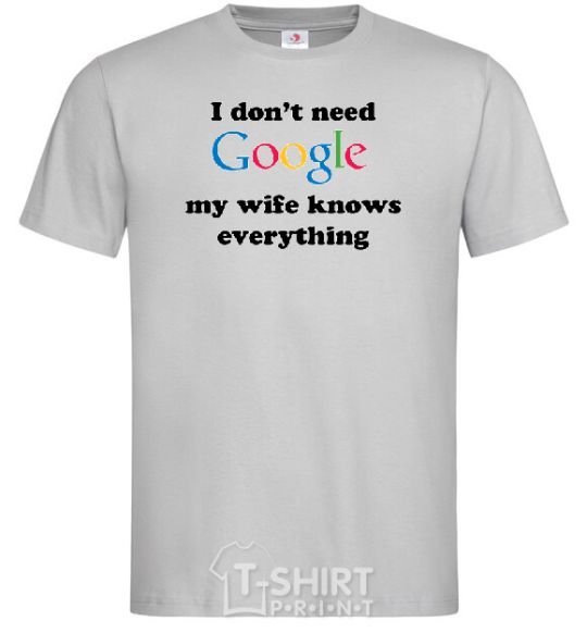 Мужская футболка My wife google Серый фото