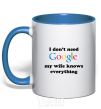 Mug with a colored handle My wife google royal-blue фото