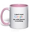 Mug with a colored handle My wife google light-pink фото