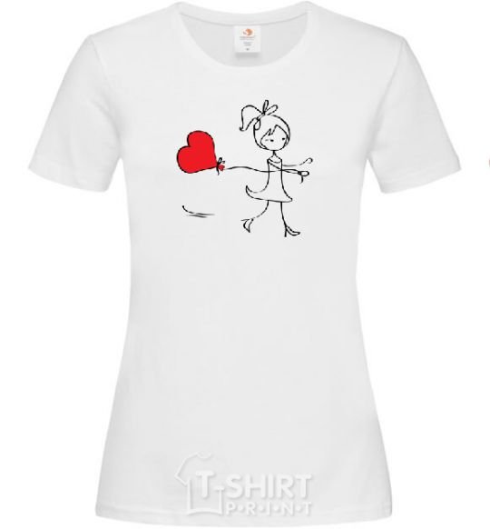 Women's T-shirt A girl with a heart White фото