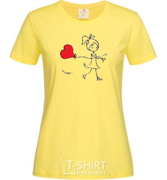 Women's T-shirt A girl with a heart cornsilk фото