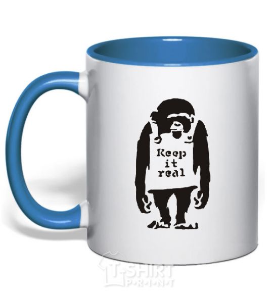 Mug with a colored handle KEEP IT REAL royal-blue фото