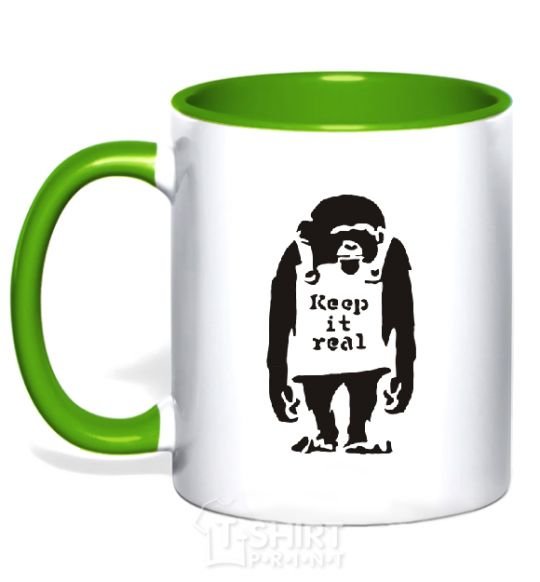 Mug with a colored handle KEEP IT REAL kelly-green фото
