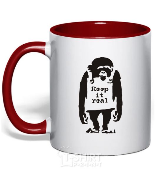 Mug with a colored handle KEEP IT REAL red фото