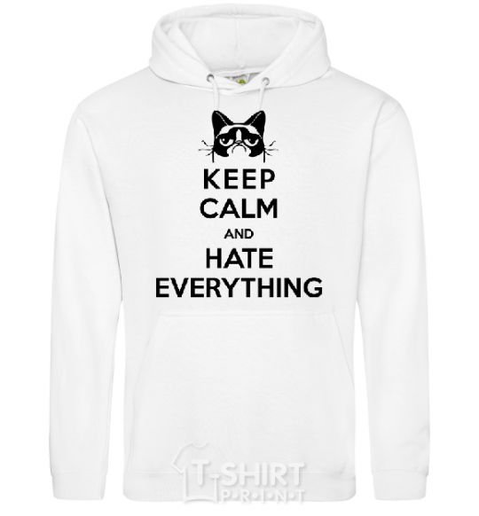 Men`s hoodie Hate everything White фото