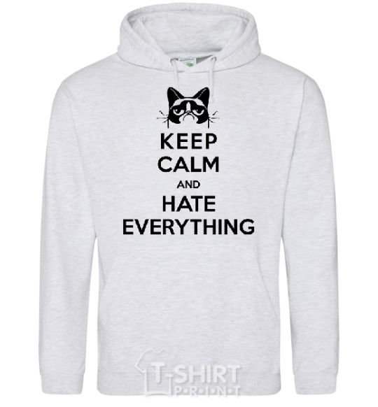 Men`s hoodie Hate everything sport-grey фото