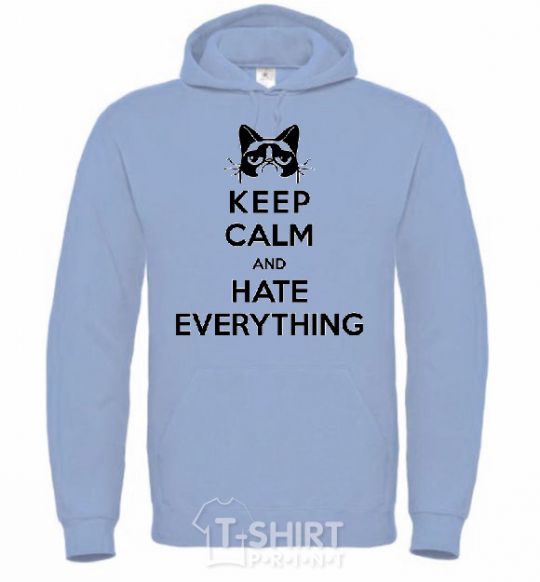 Men`s hoodie Hate everything sky-blue фото