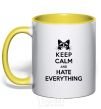 Mug with a colored handle Hate everything yellow фото