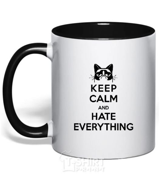 Mug with a colored handle Hate everything black фото