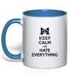 Mug with a colored handle Hate everything royal-blue фото