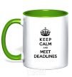 Mug with a colored handle Meet deadlines kelly-green фото