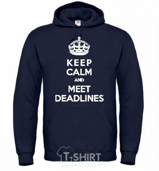 Men`s hoodie Meet deadlines navy-blue фото
