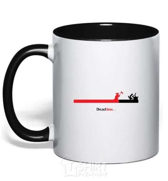 Mug with a colored handle Deadline black фото