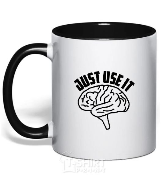 Mug with a colored handle Just use it black фото