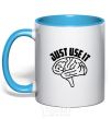 Mug with a colored handle Just use it sky-blue фото