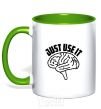 Mug with a colored handle Just use it kelly-green фото