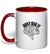 Mug with a colored handle Just use it red фото