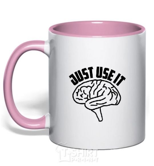 Mug with a colored handle Just use it light-pink фото
