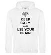 Men`s hoodie Keep Calm use your brain White фото