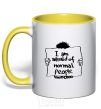 Mug with a colored handle I'm afraid of normal people yellow фото