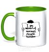 Mug with a colored handle I'm afraid of normal people kelly-green фото
