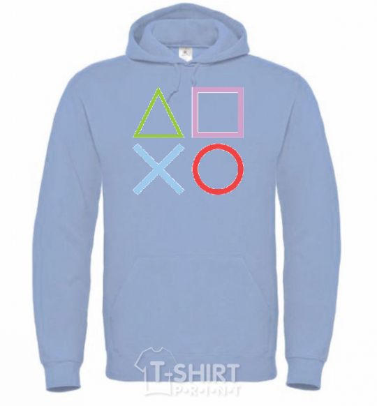 Men`s hoodie Gamepad Signs sky-blue фото