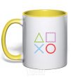 Mug with a colored handle Gamepad Signs yellow фото