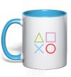 Mug with a colored handle Gamepad Signs sky-blue фото