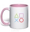 Mug with a colored handle Gamepad Signs light-pink фото