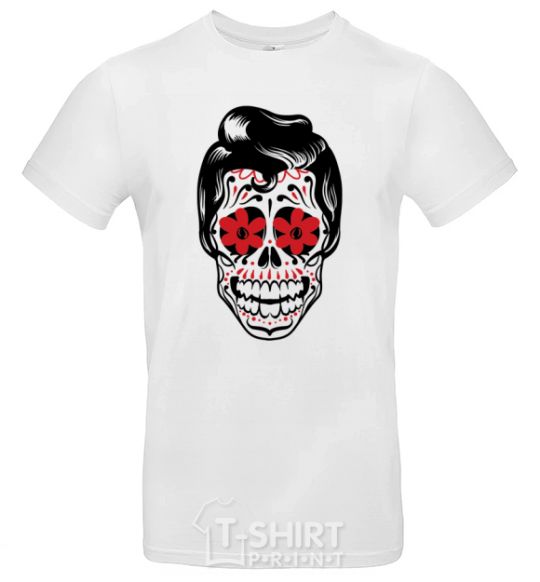 Men's T-Shirt Elvis' skull White фото