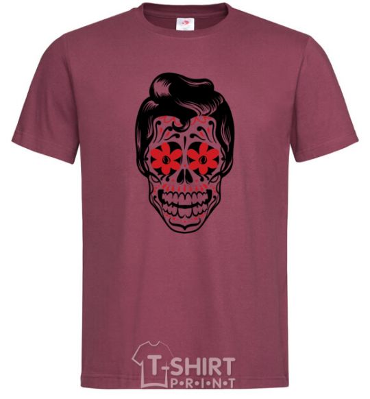 Men's T-Shirt Elvis' skull burgundy фото