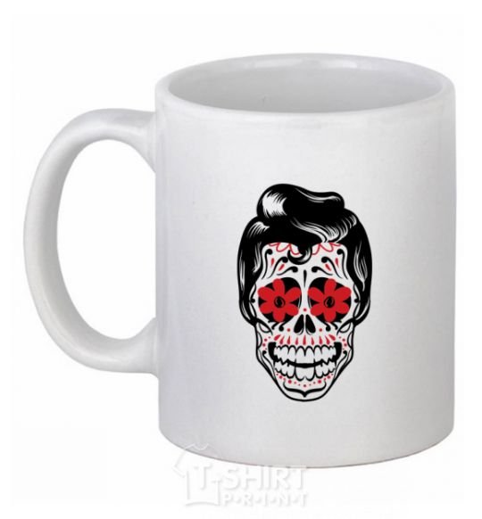 Ceramic mug Elvis' skull White фото