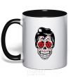 Mug with a colored handle Elvis' skull black фото