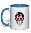 Mug with a colored handle Elvis' skull royal-blue фото