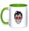 Mug with a colored handle Elvis' skull kelly-green фото