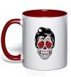 Mug with a colored handle Elvis' skull red фото