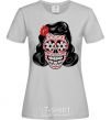 Women's T-shirt Elvis' girlfriend's skull grey фото