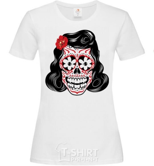 Women's T-shirt Elvis' girlfriend's skull White фото