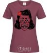 Women's T-shirt Elvis' girlfriend's skull burgundy фото