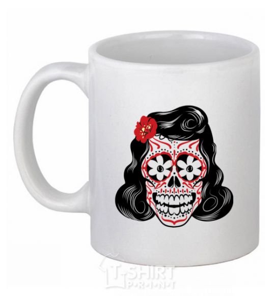 Ceramic mug Elvis' girlfriend's skull White фото