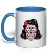 Mug with a colored handle Elvis' girlfriend's skull royal-blue фото