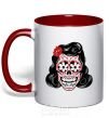 Mug with a colored handle Elvis' girlfriend's skull red фото
