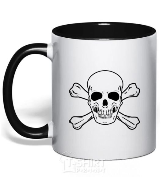 Чашка с цветной ручкой Пиратский череп Черный фото