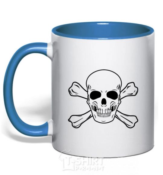 Чашка с цветной ручкой Пиратский череп Ярко-синий фото