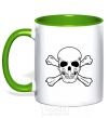 Mug with a colored handle Pirate skull kelly-green фото