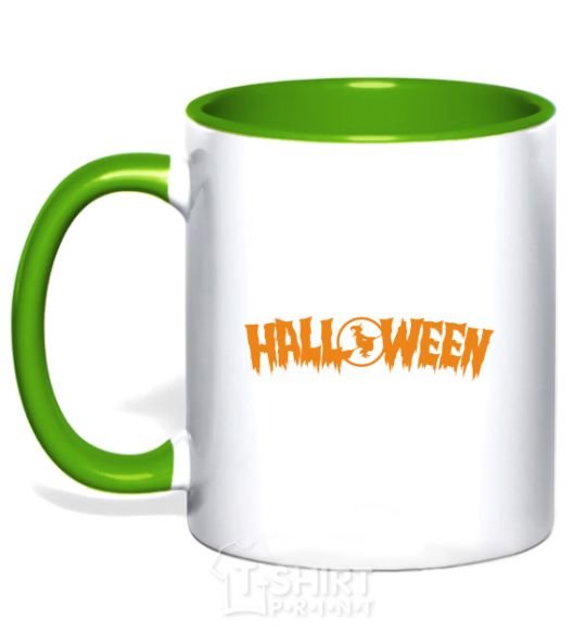 Mug with a colored handle Halloween kelly-green фото