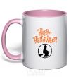 Mug with a colored handle Halloween Witch light-pink фото