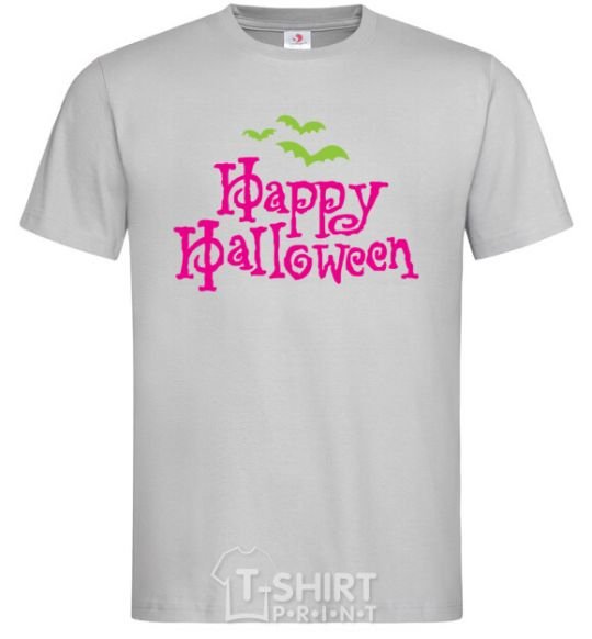 Мужская футболка HAPPY Halloween PINK Серый фото