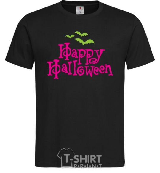 Мужская футболка HAPPY Halloween PINK Черный фото