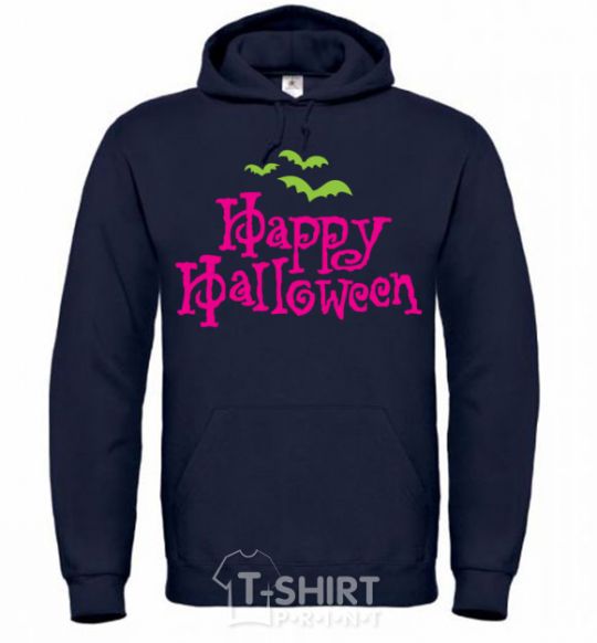 Men`s hoodie HAPPY Halloween PINK navy-blue фото